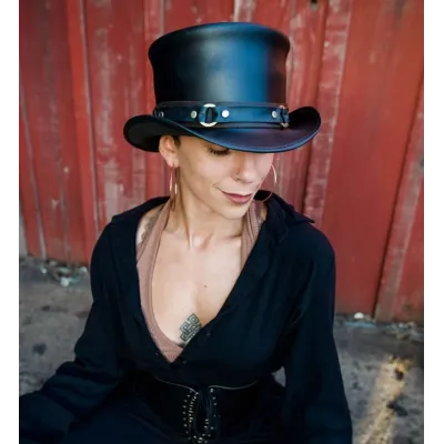 El Dorado Band Black Leather Half Top Hat - Head'N Home Reference: 22957| Chapellerie Traclet