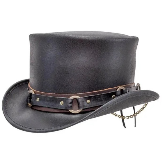 Chapeau Demi Haut de Forme El Dorado Band Cuir Noir - Head'N Home