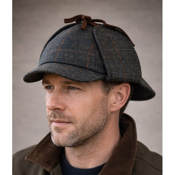Casquette Sherlock A Carreaux Bleu Marine- Hanna Hats