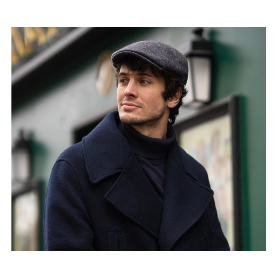 Casquette Plate Charleston Laine Vierge Anthracite - Flechet