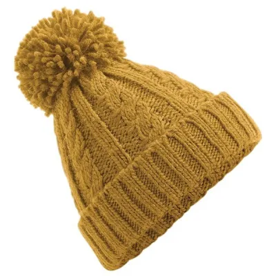 Bonnet À Pompon Tricote Oversize Moutarde - Traclet