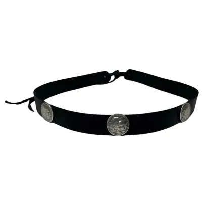 Removable Genuine Leather Concho Hat Band - Black Buffalo Style - Reference: 23013| Chapellerie Traclet