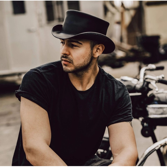 Marlow Black Leather Half Top Hat - American Hat Makers