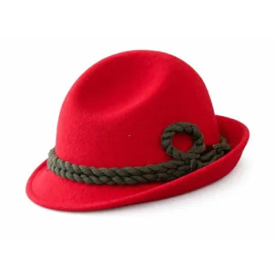 Chapeau Tyrolien Enfant Feutre Laine Rouge - Traclet