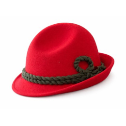 Tyrolean Hat Child Red Wool Felt - Traclet