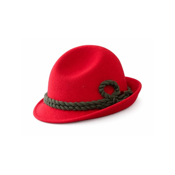 Chapeau Tyrolien Enfant Feutre Laine Rouge - Traclet