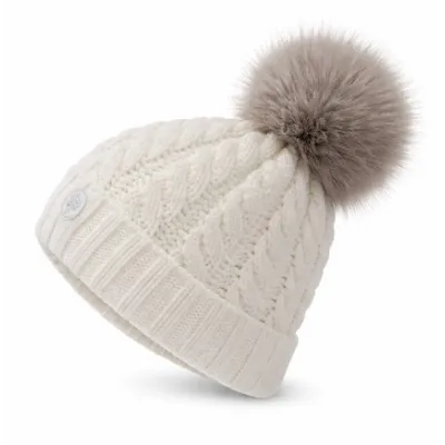Calgary White Fur Pompom Beanie - Pipolaki Reference: 23018| Chapellerie Traclet