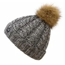 Calgary Heather Gray Pompom-Fur Beanie - Pipolaki Reference: 230198| Chapellerie Traclet