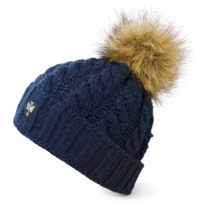 Calgary Navy Pompom-Fur Beanie - Pipolaki Reference: 23020| Chapellerie Traclet