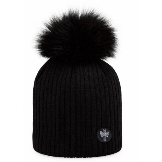 Merry Black Pompom Beanie - Pipolaki