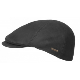 Maiko Black Leather Duckbill Cap - Hatland