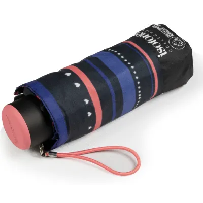 Parapluie Mini Ultra Slim Rayure Petit Cœur - Isotoner