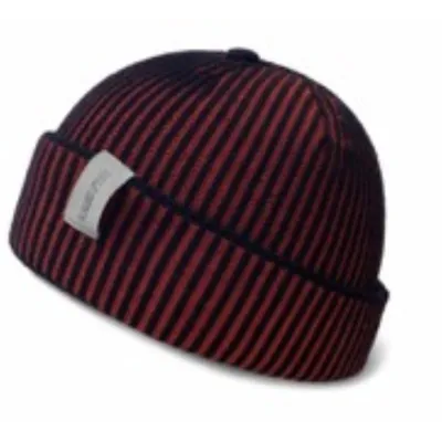 Bonnet à Revers Anzio Laine Mérinos Noir & Rouge - Traclet