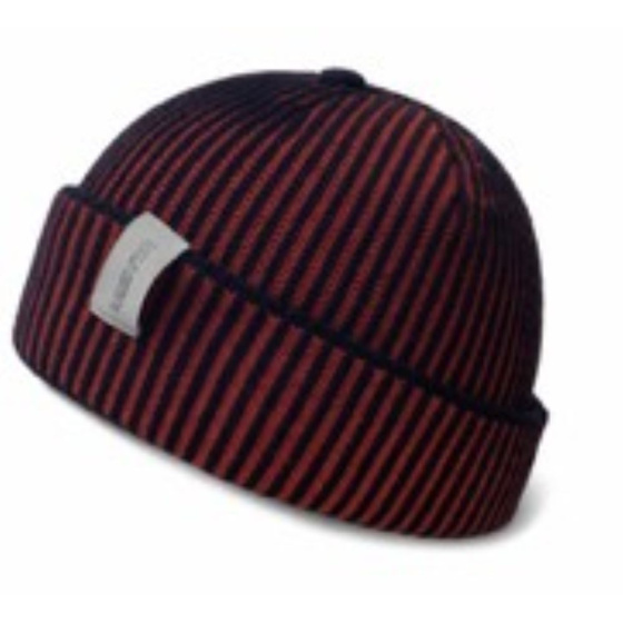 Bonnet à Revers Anzio Laine Mérinos Noir & Rouge - Traclet