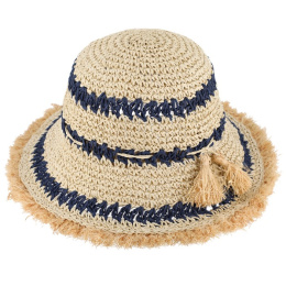 Chapeau de Paille Femme Naturel & Navy - Traclet