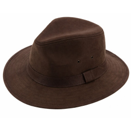 Creek Brown Leather Style Traveller Hat - Aussie Apparel