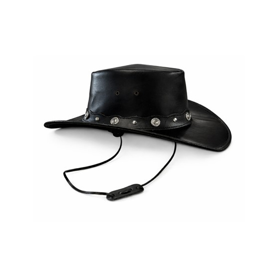 Traveller Hat Sampacho Black Leather - Aussie Apparel