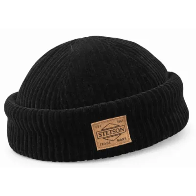 Bonnet Docker Noir Effet Velours - Stetson