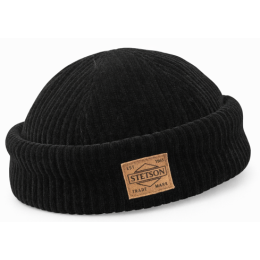 Black Velvet-Effect Docker Beanie - Stetson