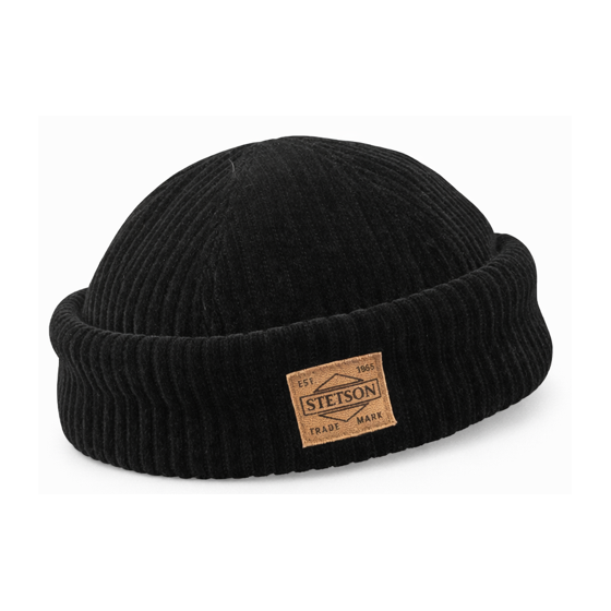 Bonnet Docker Noir Effet Velours - Stetson
