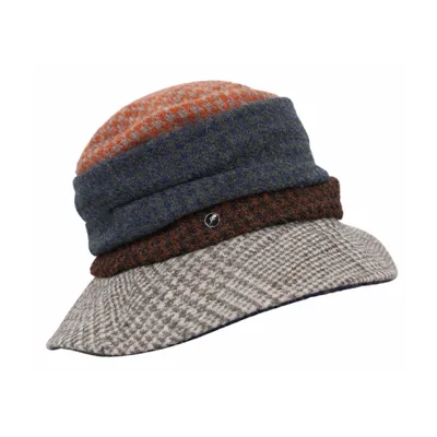 Multicolor Wool Bucket Hat Checkered Print - Fléchet