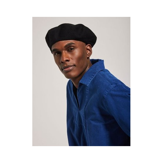 Maxi Plumes Black Cotton Beret - Laulhère