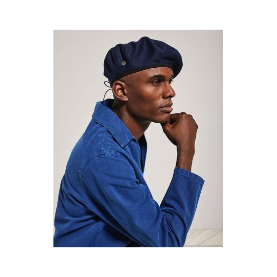 Béret Mistral Marine coton & lin - Héritage par Laulhère