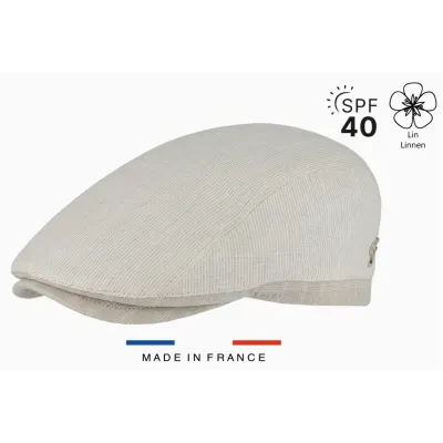 Flat Cap Linen UPF 40+ Beige - Fléchet | Chapellerie Traclet
