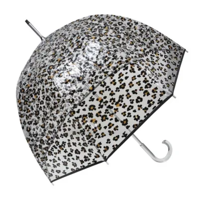 Black Leopard Transparent Bell Umbrella - Isotoner ref 23305 chapellerie traclet