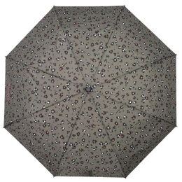 3-Section Khaki Leopard Umbrella Manual Opening & - Isotoner