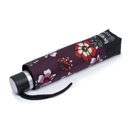 3-Section Aubergine Floral Umbrella Manual Opening - Isotoner