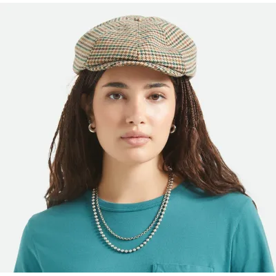 Brood Newsboy Houndstooth Beige Cap - Brixton Reference: 23314| Chapellerie Traclet