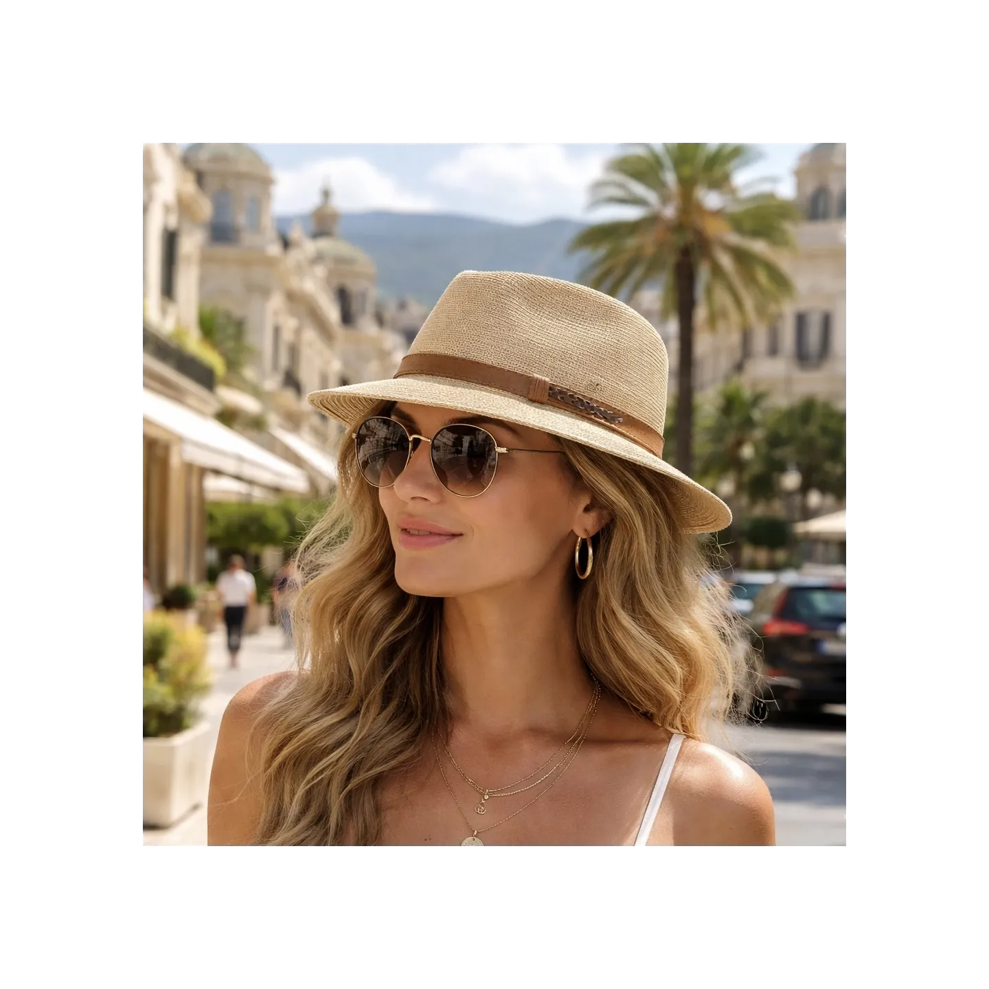 Chapeau Traveller Raphia Ceinture Camel - Fléchet | Chapellerie Traclet