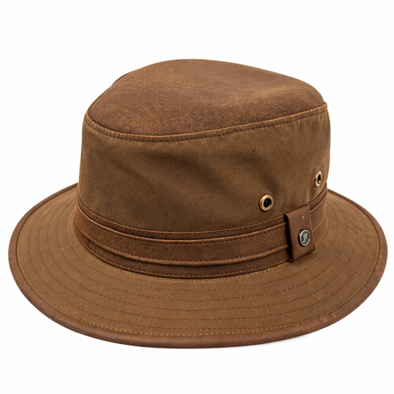 Sintra Oiled Cotton Brown Hat - Fléchet
