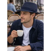 Matanzas Paper Straw Navy Fedora Hat - Traclet Reference : 23339 | Chapellerie Traclet