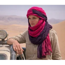 Chèche Touareg Bi Couleur Fuchsia & Aubergine coton - Traclet