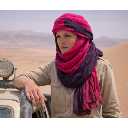 Touareg Two-Tone Fuchsia & Aubergine Cotton Cheche - Traclet