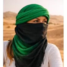 Chèche Touareg Bi Couleur Vert coton - Traclet