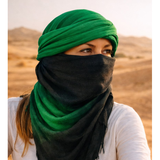 Touareg Two-Tone Green Cotton Chèche - Traclet