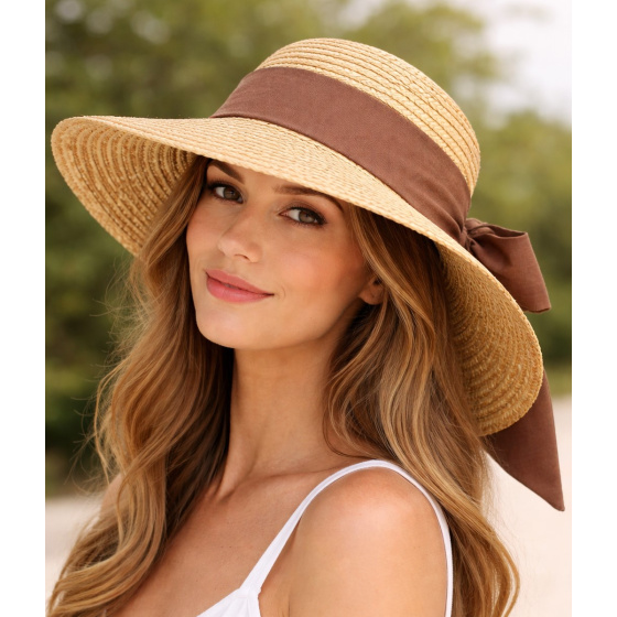 Capeline Alessia Large Bords Raffia Naturel - Traclet