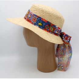Large Brim Cap Bertola Natural Straw - Traclet