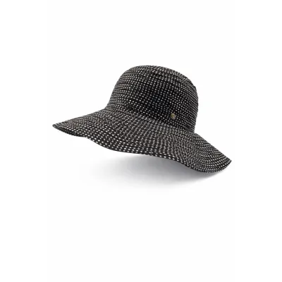 Chapeau de soleil - Capeline scrunchie Noire a poids blanc UPF 50+ - House Of Ord