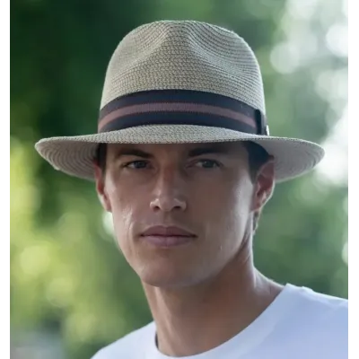 Fedora Hat Les Chaumes Paper Straw Beige - Flechet Reference: 23457| Chapellerie Traclet