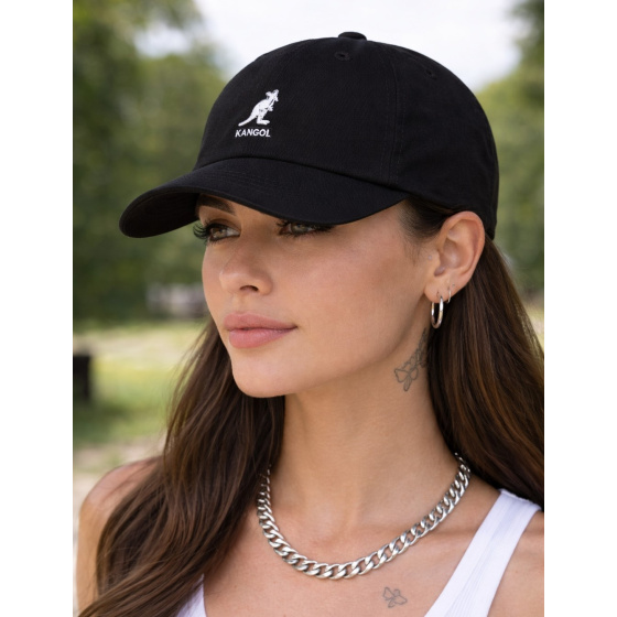 Casquette Washed Baseball Coton Noir - Kangol