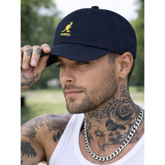 Washed Cotton Baseball Cap Navy Blue - Kangol