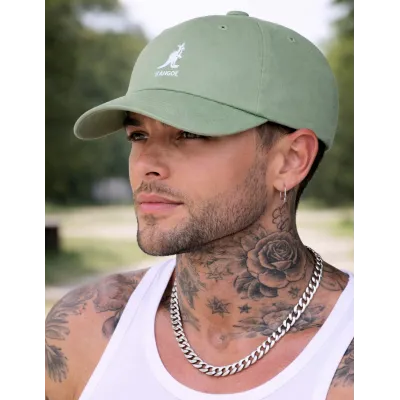 Kangol Washed Baseball Cotton Oil Green Cap Reference : 23477| Chapellerie Traclet