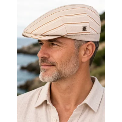 Casquette Plate Bruce Coton Beige  - Traclet