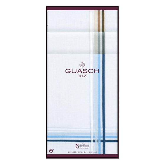 6 Gentleman Cotton Striped Handkerchiefs - Traclet