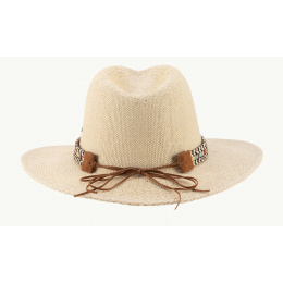 copy of Black Riviera Fedora Hat in Natural Straw