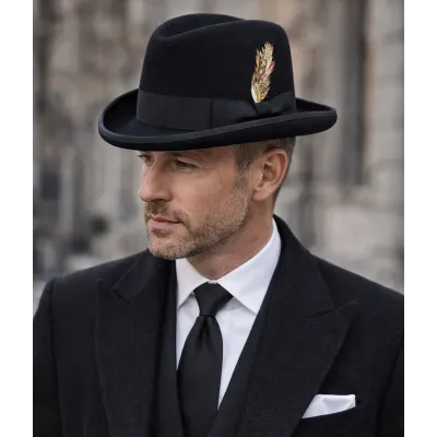 Homburg Hat - Black - Hat Shop Reference: 3910 | Traclet Millinery